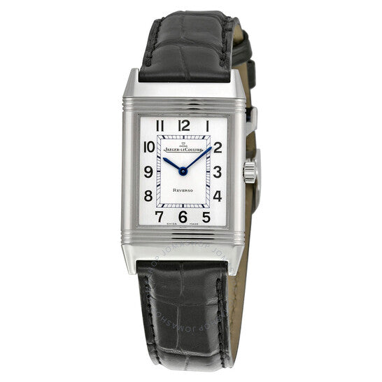 Jaeger LeCoultre, Reverso Classique White Dial Black Leather Ladies Watch