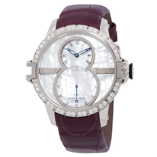 ساعة جاكيه درو، مجموعة Sw أوتوماتيكية للسيدات بمينا من عرق اللؤلؤ الأبيض