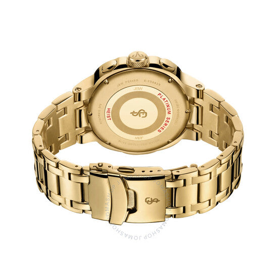 ساعة JBW، سلسلة بلاتينيوم كرونوغراف للرجال بمينا ذهبي اللون