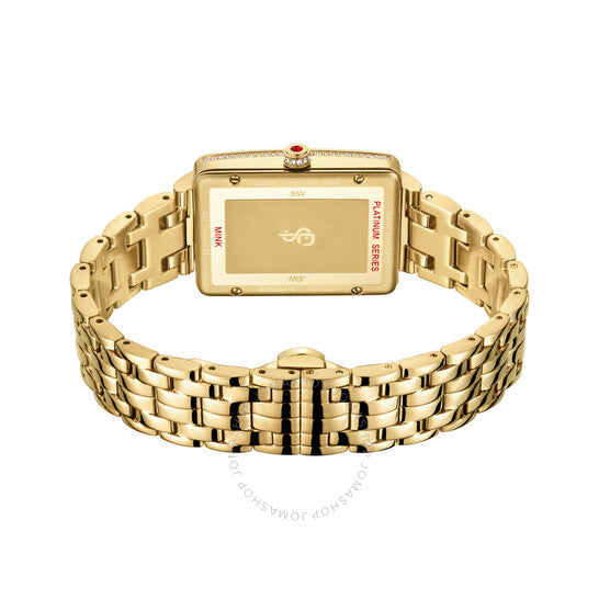 ساعة JBW، سلسلة بلاتينيوم، نسائية، بمينا ذهبي مرصع بالألماس