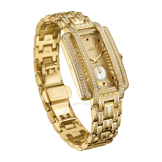 ساعة JBW، سلسلة بلاتينيوم، نسائية، بمينا ذهبي مرصع بالألماس