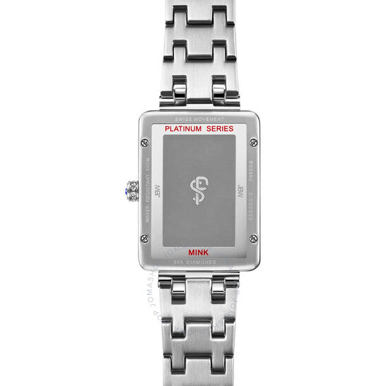 ساعة JBW، سلسلة بلاتينيوم، مينا فضية اللون مرصعة بالألماس للسيدات