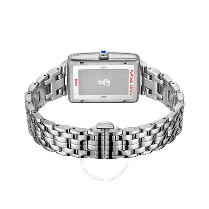 ساعة JBW، سلسلة بلاتينيوم، مينا فضية اللون مرصعة بالألماس للسيدات