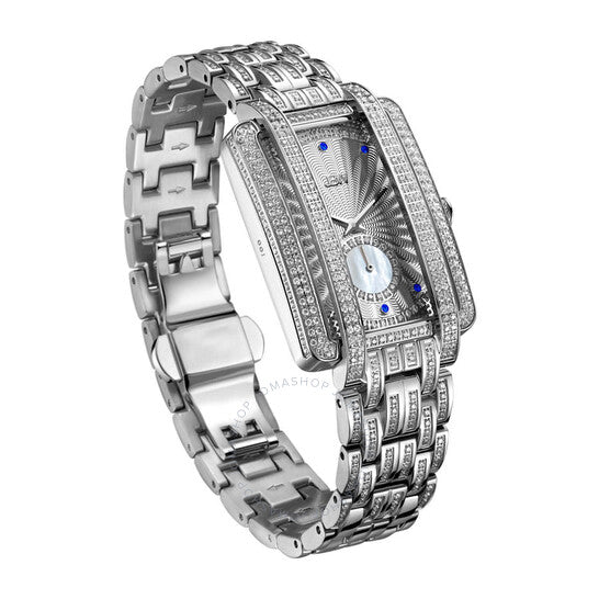 ساعة JBW، سلسلة بلاتينيوم، مينا فضية اللون مرصعة بالألماس للسيدات