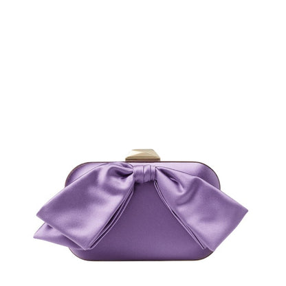 Cloud Wisteria Satin Bow Clutch Bag