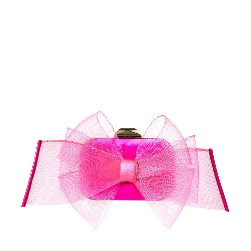 Micro Cloud Aveline Bow Satin Clutch