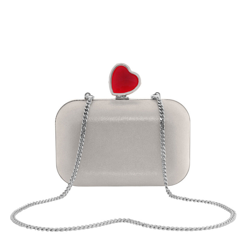 Micro Cloud Heart Clasp Clutch Bag with Chain Strap