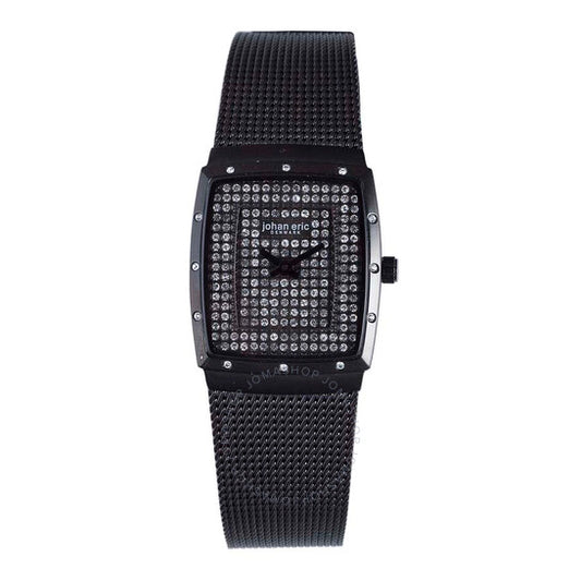 يوهان إريك، ساعة Tondor Tonneau Black IP Steel Pave Crystal للسيدات