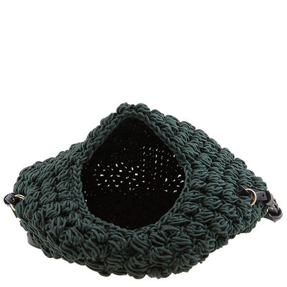 Khaki Popcorn Basket Woven Top Handle Bag