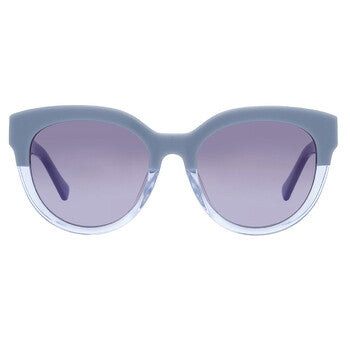 Gradient Grey Azure Blue Round Ladies Sunglasses