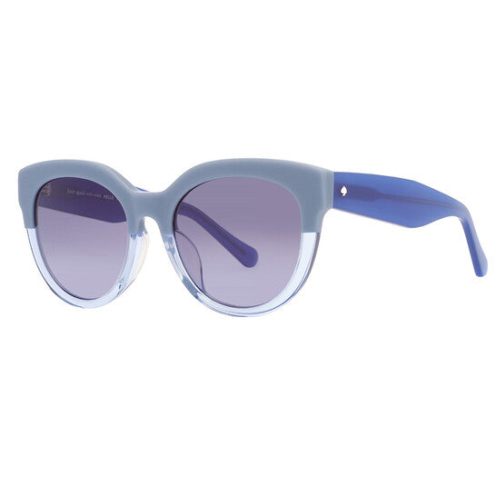 Gradient Grey Azure Blue Round Ladies Sunglasses