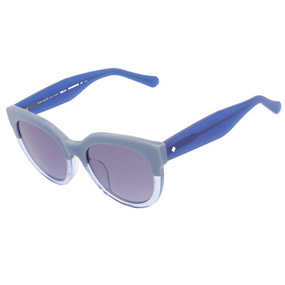 Gradient Grey Azure Blue Round Ladies Sunglasses