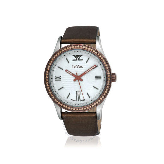 ساعة Le Vian، كلاسيكو كوارتز نسائية بمينا أبيض من الألماس