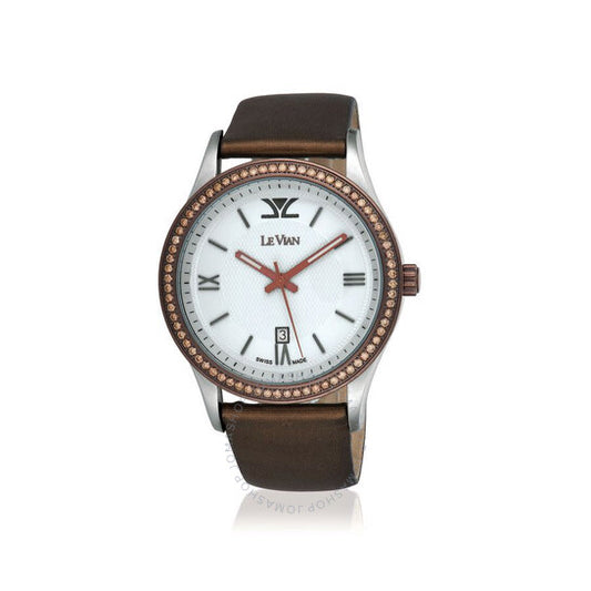 ساعة Le Vian، كلاسيكو كوارتز نسائية بمينا أبيض من الألماس