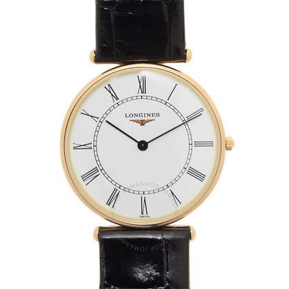 ساعة لونجين أغاسيز كوارتز بمينا بيضاء للسيدات