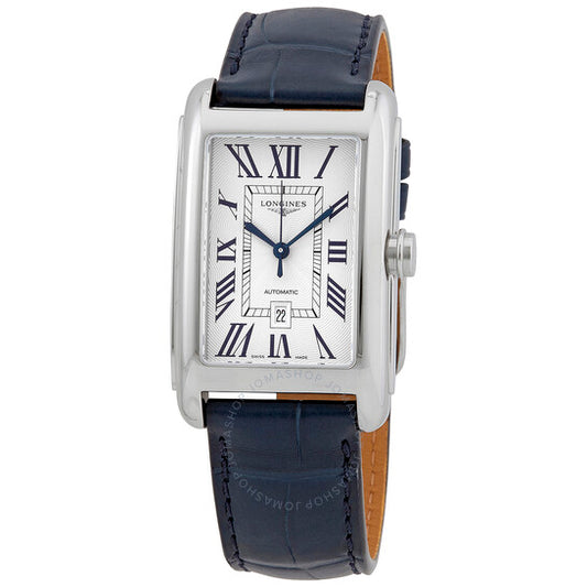 Longines, Automatic Silver Dial Blue Leather Men's Watch
