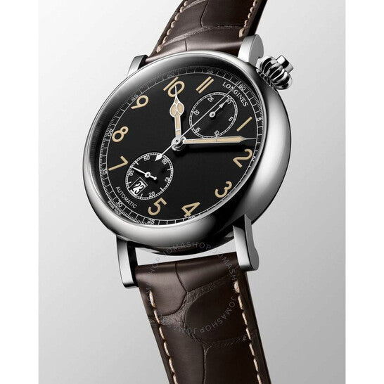 لونجين، ساعة أفيجيشن للرجال بمينا أسود 