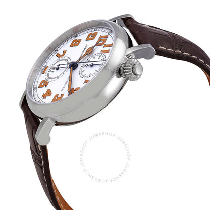 ساعة لونجين أفيجيشن كرونوغراف أوتوماتيكية للرجال بمينا أبيض