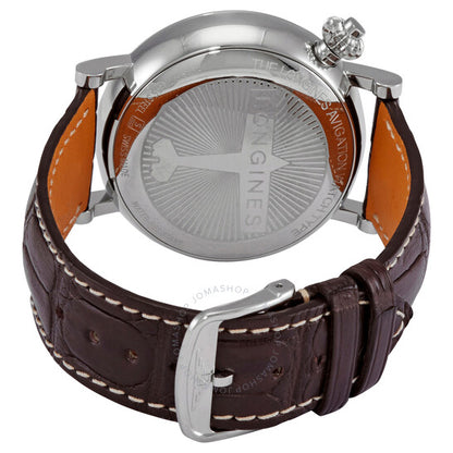 ساعة لونجين أفيجيشن كرونوغراف أوتوماتيكية للرجال بمينا أبيض