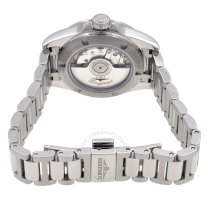 ساعة لونجين كونكويست أوتوماتيكية مرصعة بالألماس ومينا خضراء للسيدات