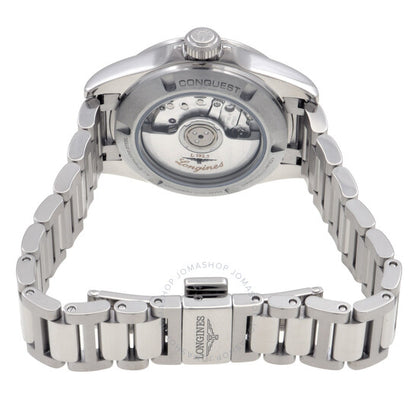 ساعة لونجين كونكويست أوتوماتيكية للسيدات بمينا فضية مرصعة بالألماس