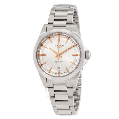 لونجين، ساعة كونكويست أوتوماتيكية بمينا فضي للسيدات