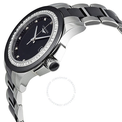 Longines, Conquest Black Ceramic Diamond Ladies Watch L32810577