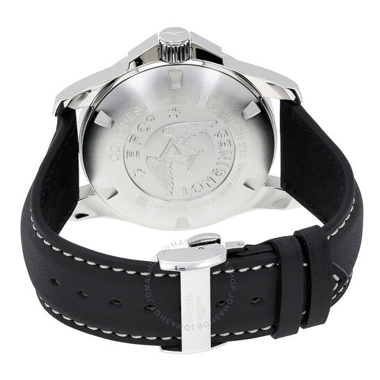 Longines, Conquest Black Dial Black Leather Men's 43mm Watch