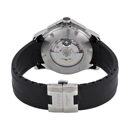 Longines, Conquest Black Dial Chronograph Black Rubber Men's Watch