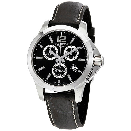 Longines, Conquest Black Dial Chronograph Ladies Watch
