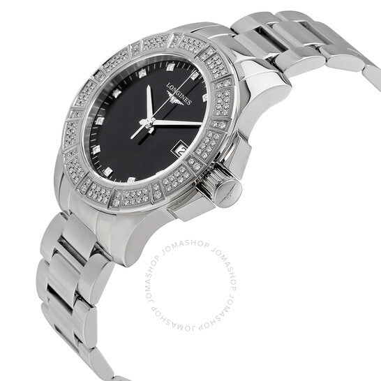 Longines, Conquest Black Dial Diamond Ladies Watch