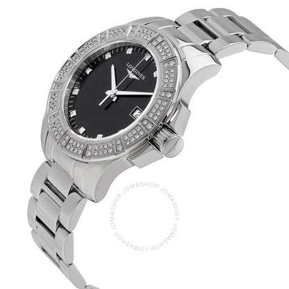 Longines, Conquest Black Dial Diamond Ladies Watch