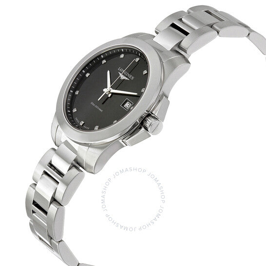Longines, Conquest Black Dial Diamond Ladies Watch