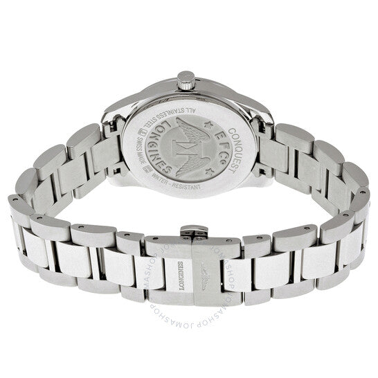 لونجين، ساعة كونكويست للسيدات بمينا أسود ومرصعة بالألماس