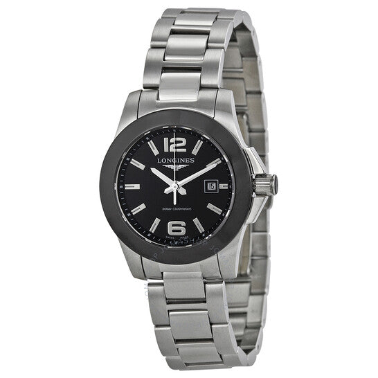 Longines, Conquest Black Dial Stainless Steel Ladies Watch L32574566