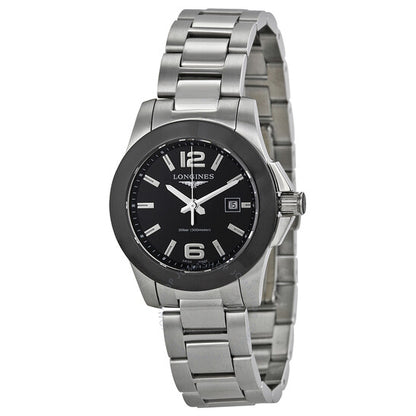 Longines, Conquest Black Dial Stainless Steel Ladies Watch L32574566