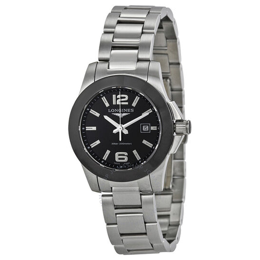 Longines, Conquest Black Dial Stainless Steel Ladies Watch L32574566