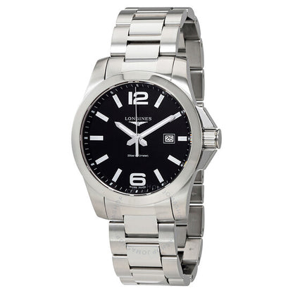 Longines, Conquest Black Dial Stainless Steel Men's 43mm Watch