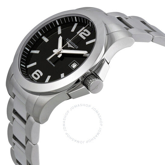 Longines, Conquest Black Dial Stainless Steel Men's Watch