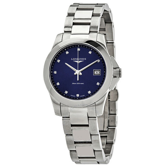 Longines, Conquest Blue Sunray Diamond Dial Ladies Watch