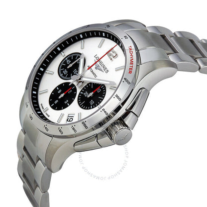 لونجين كونكويست كرونوغراف مينا فضية ستانلس ستيل للرجال