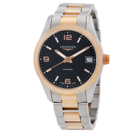 لونجين، ساعة كونكويست كلاسيك أوتوماتيكية بمينا أسود للسيدات