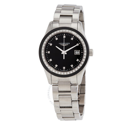 Longines, Conquest Classic Quartz Diamond Black Dial Ladies Watch