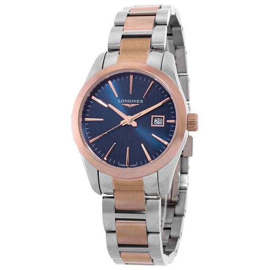 ساعة لونجين كونكويست كلاسيك كوارتز بمينا زرقاء للسيدات