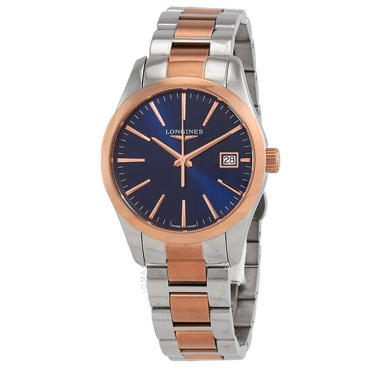 ساعة لونجين كونكويست كلاسيك كوارتز بمينا زرقاء للسيدات