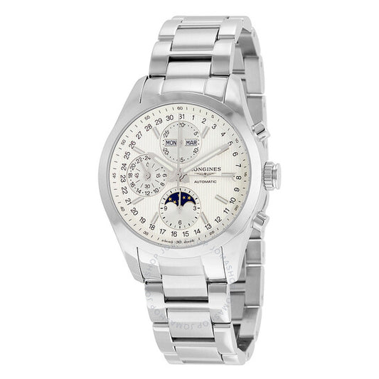 لونجين، ساعة كونكويست كلاسيك كرونوغراف للرجال بمينا فضي