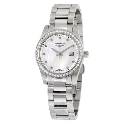 Longines, Conquest Mother of Pearl Diamond Dial Ladies Watch