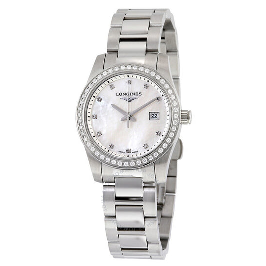 Longines, Conquest Mother of Pearl Diamond Dial Ladies Watch