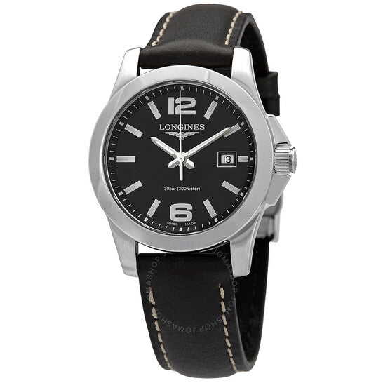 Longines, Conquest Quartz Black Dial Ladies Watch