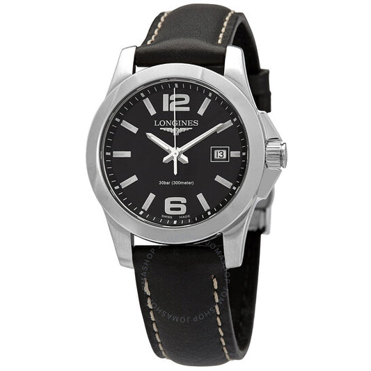 Longines, Conquest Quartz Black Dial Ladies Watch